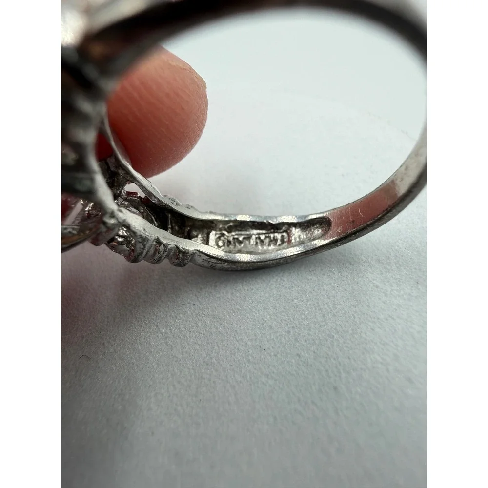 Sterling Silver 925 Three Stone‎ Cubic Zirconia Ring Size 7 Thailand Round Cut